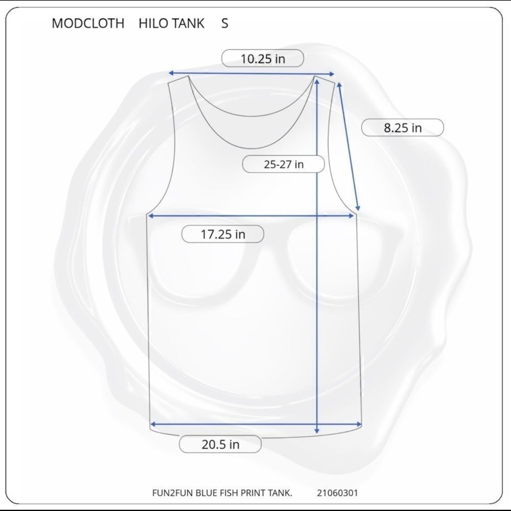 MODCLOTH RACERBACK HENLEY TANK TOP IN BLUE FISH TINY PRINT WOMEN’S SIZE SMALL - Picture 10 of 10